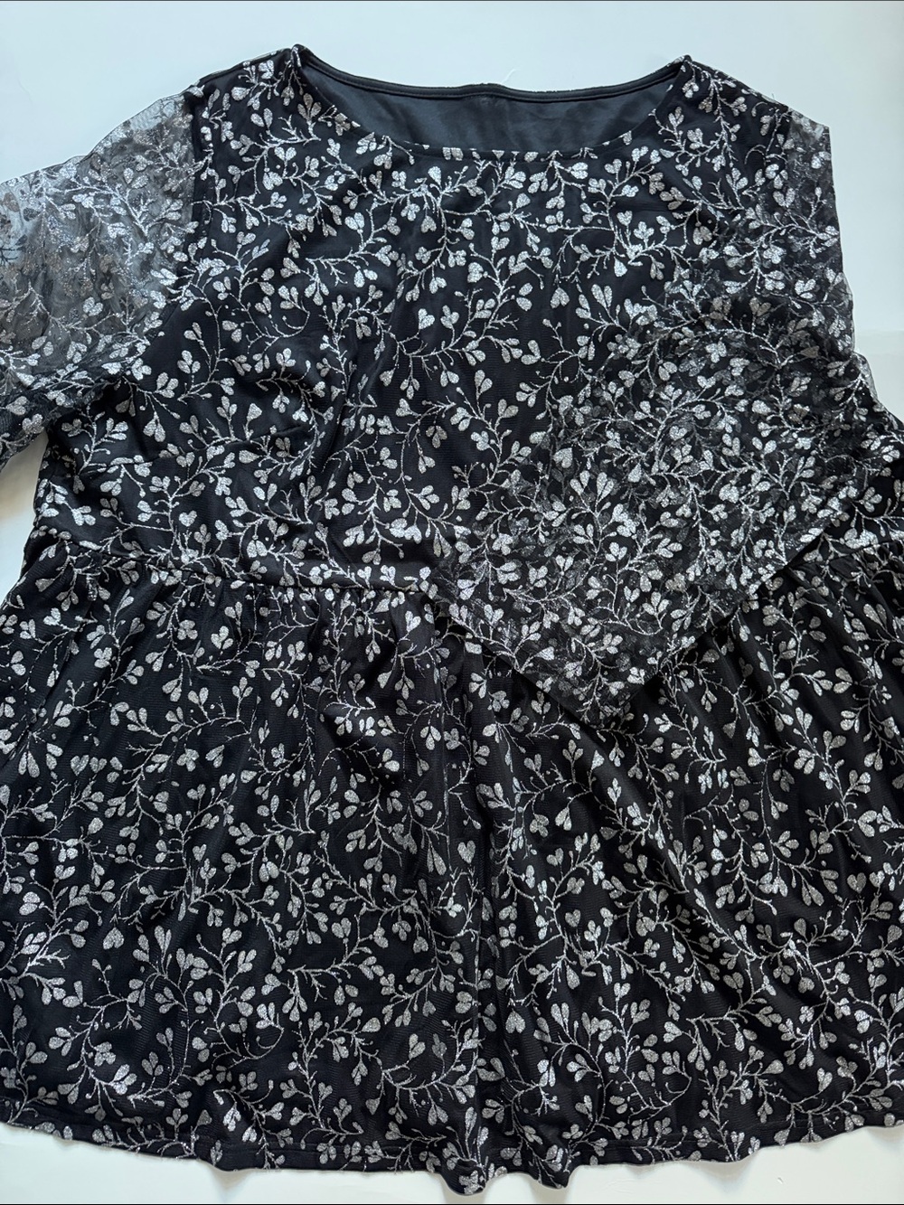 Black Floral Lace Peplum Dress - Women
